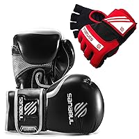 Sanabul Gel Boxing Gloves (Black/Metallic Silver, 16oz) and Hand Wraps (Red/White, S/ML) | Pro-Tested Gear for Men and Women | Perfect for MMA, Muay Thai, Kickboxing, and Heavy Bag Work