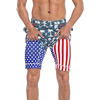 LRD Men's Swim Trunks with Compression Liner 9 Inch Inseam Quick Dry Board Short