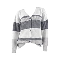 Women V-Neck Buttons Cozy Fluffy Sweater Top Loose Sweatshirt Winter Warm Coat Fashion Slouchy Long Sleeve Knit Outwear