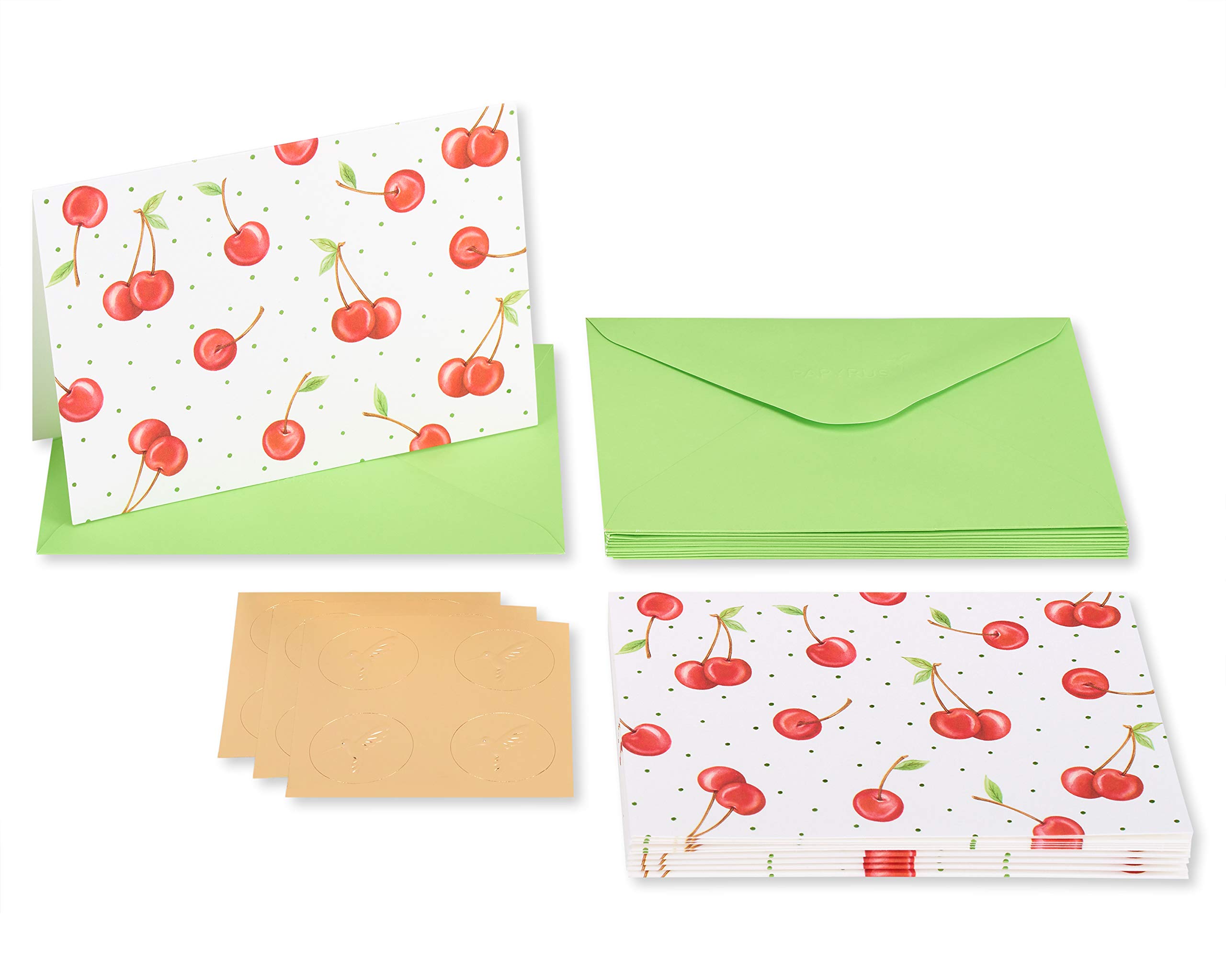 Papyrus Blank Cards with Envelopes, Cherries (12-Count)