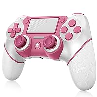 Ubsvaky Pink Wireless Controller For PS4, Pink Macro P-4 Controller Accessories, Recharge Controller For PC, P-4 Accessories Perfect Adaptive Full Version 4/4 Pro/Slim.