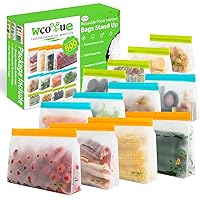 12 Pcs Reusable Storage Bags, Food Freezer Bags Container, Stand Up Extra Thick Leakproof food Bags(Gallon Bags+Sandwich Bags+Snack Bags)