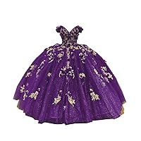 2024 Gold 3D Floral Flowers Lace Patterned Designer Ball Gown Quinceanera Evening Dress Off Shoulder