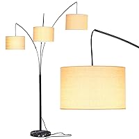 Brightech Trilage Arc Floor Lamp for Living Room, Multi Head Tree Floor Lamp for Bedroom, 3 Lights Standing Lamps Hanging Over The Couch - Black