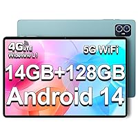 TECLAST M50 Android 14 Tablet 10 Inch [2024], 14GB RAM 128GB ROM (1TB TF), Octa-Core CPU Tablet, 13MP + 5MP Camera, Dual SIM 4G LTE + 5G WLAN/1280x800 HD/GPS/Google GMS/Widevine L1/Type C/OTG/TÜV/3.5