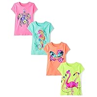 The Children's Place Girls' Animals Short Sleeve Graphic T-Shirts,multipacks