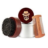Beard Brush, Pure Boar Bristle Black Walnut Wood Beard Comb Brush for Men To Tame and Soften Your Facial Hair