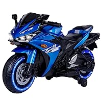 12V Kids Ride On Motorcycle,550W Electric Ride On Motorcycle with Training Wheels, Light Wheels, Manual Throttle,LED Lights, Music,USB,MP3,1.8-3.2 MPH Speed,Gift for Children Boys Girls,66LBS Blue