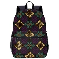 Mongolian Traditional Symbols Laptop Backpack for Men Women 17 Inch Travel Daypack Lightweight Shoulder Bag