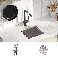 MENSARJOR Bar Sink, 14 x 14 inch Undermount Kitchen Sink, 16 Gauge Stainless Steel Sink, Handmade for Kitchen Sink, Bar Sink, or Outdoor Sink