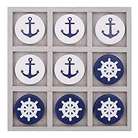 Nautical Beach Decor Tic Tac Toe Wooden Game Set for Families, Boat Lovers
