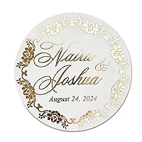 White or Clear Custom Labels Stickers Personalized with Gold, Rose Gold, Silver foil-Custom Name Labels-Floral -Thank you stickers, Wedding favors, Invitations, Birthday, Envelope seals, Candy labels