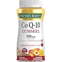 Nature's Bounty CoQ10 Gummies, Supports Heart Health, CoQ10 200mg, Peach Mango Flavor, 60 Count