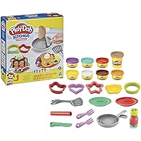 Kitchen Creations Flip 'n Pancakes Playset with 14 Play Kitchen Accessories, Preschool Toys, Kitchen Toys for 3 Year Old Girls and Boys and Up