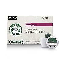 Starbucks Dark Roast K-Cup Coffee Pods with 2X Caffeine, for Keurig Brewers, 10 Count (Pack of 6)