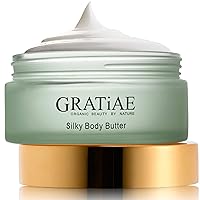 Gratiae organic beauty by nature silky body butter, anti aging skin care shea butter, moisturizer, hydrating stretch mark cream, firming, neck & Décolleté, Almond & Vanilla 5.95Fl.oz