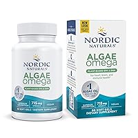 Algae Omega - 60 Soft Gels - 715 mg Omega-3 - Certified Vegan Algae Oil - Plant-Based EPA & DHA - Heart, Eye, Immune & Brain Health - Non-GMO - 30 Servings