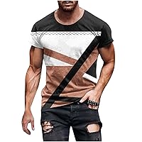 Men's Muscle T-Shirt Geometric Graphic Tees Raglan Sleeve Bodybuilding Gym Short Sleeve Workout Shirts Hipster Shirt