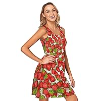 MNSRUU Women's Summer Dresses Knee Length Sleeveless Beach Dress Pattern Dress