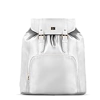 Packs Travel - Camden Fashion Laptop Backpack Purse for Women - Commuter Bag for Travel, Business, School - 100% Vegan Leather, Padded Shoulder Straps, Drawstring & Metal Clasp Closure (White)