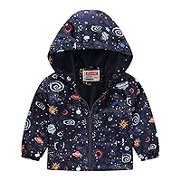 Toddler Boys Girls Casual Jackets Printing Cartoon Hooded Outerwear Zipper Coats Long Jean Vest for Boys