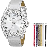 XOXO Women's XO9062 Silver-Tone Watch with Interchangeable Bands