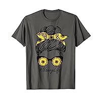 Messy Bun Hair with Sunflower Mother's Day Nanny Life T-Shirt