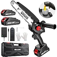 Mini Chainsaw Cordless 8 Inch, Portable Handheld Chain Saw Battery Powered with Oiler for Branch Cutting Gardening Shrub Pruning, Designed for Women & Seniors, Brushless 2024 Upgraded
