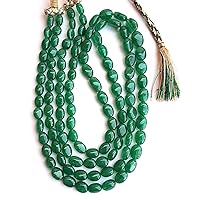 AAA+ Emerald Jade Quartz Newly listed ~~ Beryl Emerald Jade Quartz~~ Smooth Oval Beads~~~ 7-9 MM~~~2 strands ~~ Green Color~~19-20 inches~~ Beaded Necklace