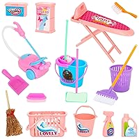 SOTOGO 18 Pieces Doll Housework Cleaning Supplies Miniature Mini Dollhouse Accessories Dollhouse Furniture Decoration Accessories for Dolls Pretend Play