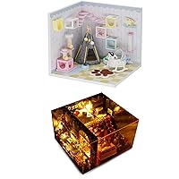 Kisoy DIY Dollhouse Kit, Exquisite Miniature with Furniture, Dust Proof Cover and Music Movement, Your Perfect Craft Gift for Friends, Lovers and Families(Pet Room+Tree House Carnival)