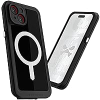 Ghostek Nautical Slim iPhone 15 Waterproof Case - Built-in Screen Protector and Camera Protector, Compatible with MagSafe Accessories (6.1 Inch, Black)