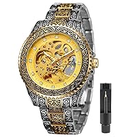 Automatic Mechanical Watch Men Top Brand Sapphire Luminous Hands Mens 30M Waterproof Sports Wrist Watches Fashion Business Sport (Gold)