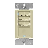 ENERLITES Countdown Timer Switch for bathroom fans and household lights, 1-5-10-15-20-30 Min Settings with Manual Override, Always On Blue LED, Neutral Wire Required, UL Listed, HET06A-R-I, Ivory