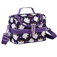 Lunch Bag for Girls,ChaseChic Insulated Lightweight Lunch Boxes for Kids Boys Dual Compartment Lunch Organizer Leak-Proof Cooler Bag with Detachable Adjustable Shoulder Strap,Purple Cats