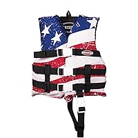 Sportstuff Child Type III Life Jacket US Coast Guard Approved Open Sides with 3 Body Belts & Buckles Quick Dry Fabric, Secure Fit, Comfortable Stars & Stripes