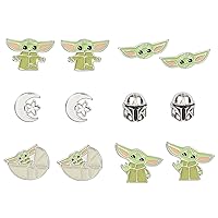 Star Wars The Mandalorian Grogu Baby Yoda 6 Pack Costume Jewelry Stud Earrings Set