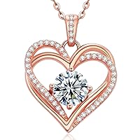 Moissanite Diamond Necklace for Women, Anniversary Jewelry Gifts for Women, Birthday Gifts for Wife Her, 925 Sterling Silver Pendant Necklaces for Women