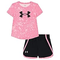 Under Armour girls Short Sleeve Shirt and Shorts Set, Durable Stretch and LightweightClothing Set