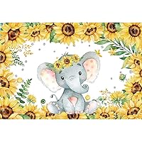 5x3ft Elephant Baby Shower Backdrop Sunflower Theme Newborn Baby Shower Party Photography Background Kids Birthday Cake Table Decoration Photo Booth Studio Props