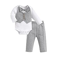 Newborn Baby Boy Clothes Gentleman Outfits Long Sleeve Romper Bowtie Tuxedo Suit