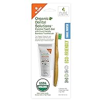 Pure and Natural Pet Organic Dental Solutions USDA Certified Organic Small Kit (.8 oz Canine Tooth Gel with Eco-Friendly Bamboo Toothbrush).