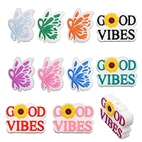 CHGCRAFT 11Styles Breast Cancer Butterfly Silicone Focal Beads Pen Beads Good Vibes Silicone Loose Spacer Beads for DIY Necklace Bracelet Earrings Keychain Crafts Jewelry Making