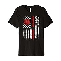 Firefighter Husband Father Fireman Fathers Day American Flag Premium T-Shirt