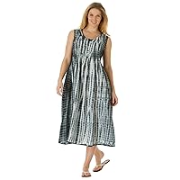 Woman Within Women's Plus Size Sleeveless Pintuck Tie-Dye Dress