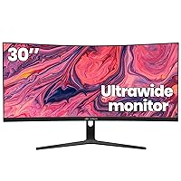 CRUA 30Inch Ultrawide Curved Monitor, 21:9 WFHD(2560x1080P) VA Computer Monitor, 99% sRGB 100HZ 1500R PC Monitors Support FreeSync, Wall-Mounted, with HDMI/DP Display Port-Black