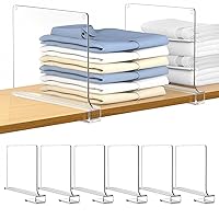 Aolloa 6 PCS Shelf Dividers for Closet Organization Acrylic Clear Closet Shelf Divider for Wooden Shelving Suitable for Wooden or Vertical Shelves Or Bedroom, Kitchen and Office