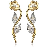 Diamond Accent Flower Motif Gold Over Sterling Silver Earrings
