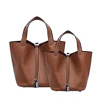 Leather Bag Women's Bag New Premium Layer Leather Basket Bag Leather Handbag Bucket Bag