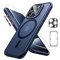 ESR for iPhone 15 Pro Case (5 in 1) Set, Translucent Matte Case with Screen Protector and Camera Lens Protectors, Compatible with MagSafe, Military-Grade Protection, Classic Series, Frosted Blue